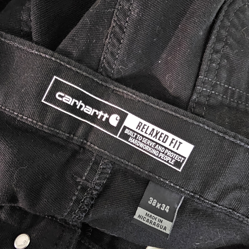 Mens Carhartt Rugged Flex Relaxed Fit Canvas Workpant in Black 38x34 - Picture 8 of 9